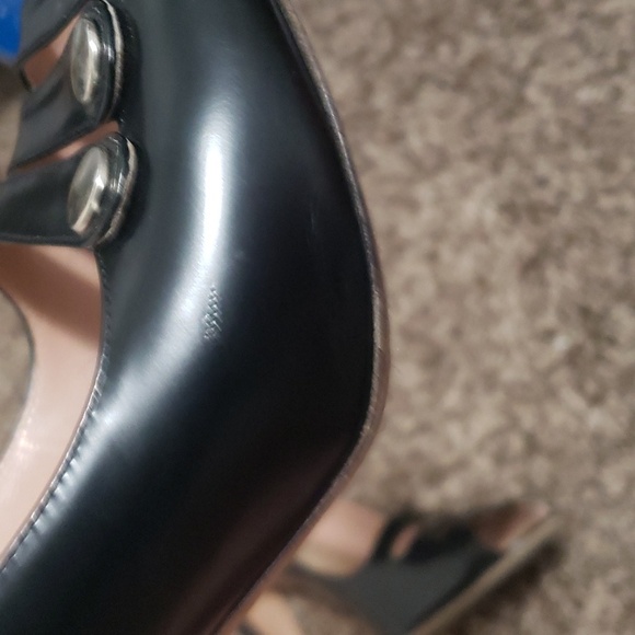 Marc Jacobs Black Leather Studded Peep Toe Heels - Picture 7 of 11